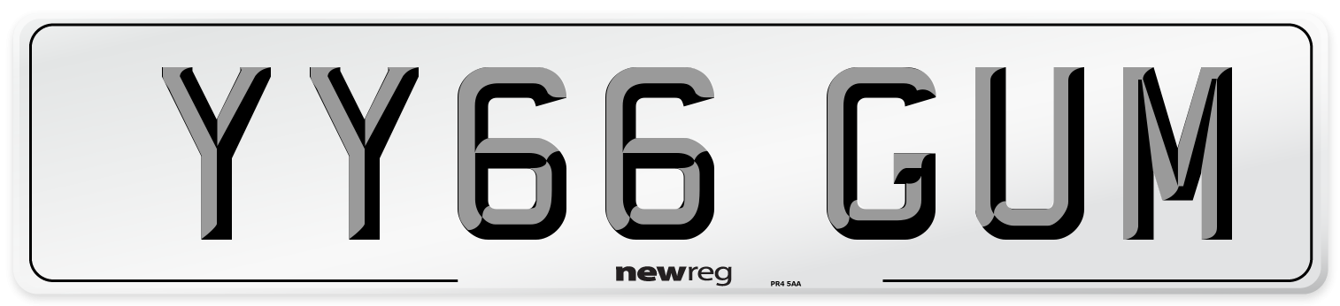 YY66 GUM Number Plate from New Reg